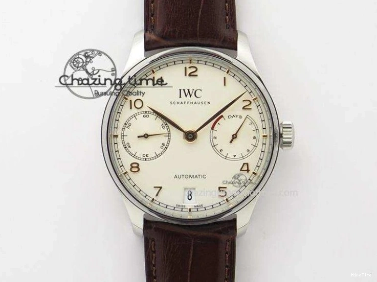 MIROTIME 0207 Portuguese Tourbillon IW5046 SS ZF Best Edition White Dial Blue Markers on Blue Leather Strap Fashionable 7149